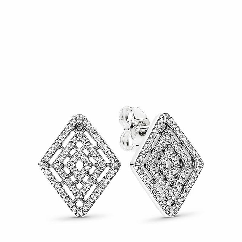 Pandora Australia Geometric Lines Stud Earrings - Sterling Silver | LQYCPN521